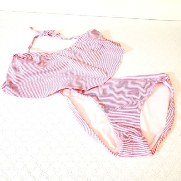 Cat & Jack White and Pink Striped Swimset Size 14-16 ( Girls ) - Picture 1 of 11